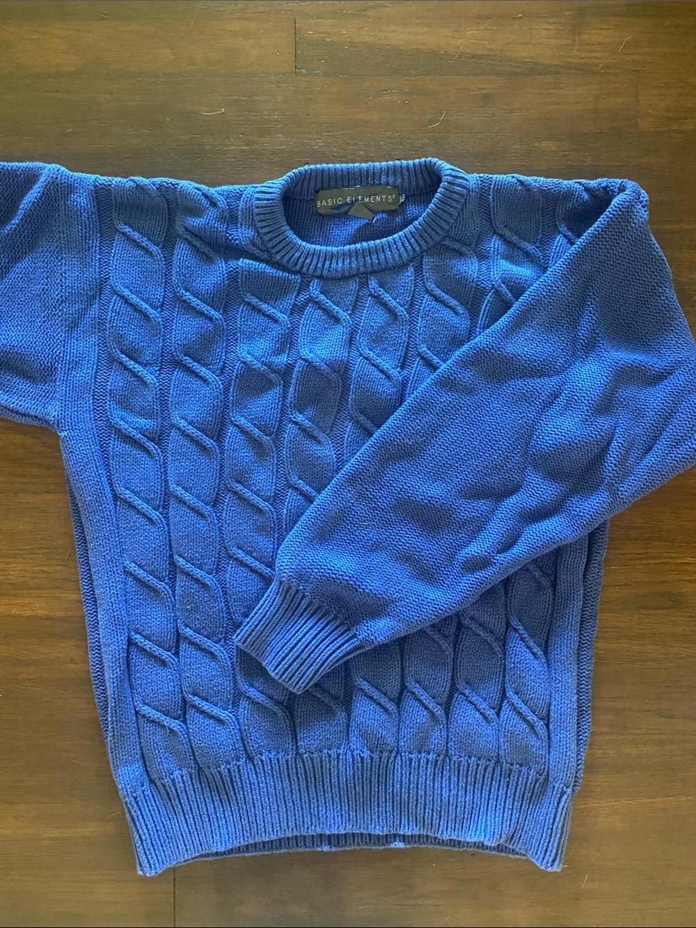 Basic Editions Women’s Cable Knit Crewneck Sweater - Royal Blue